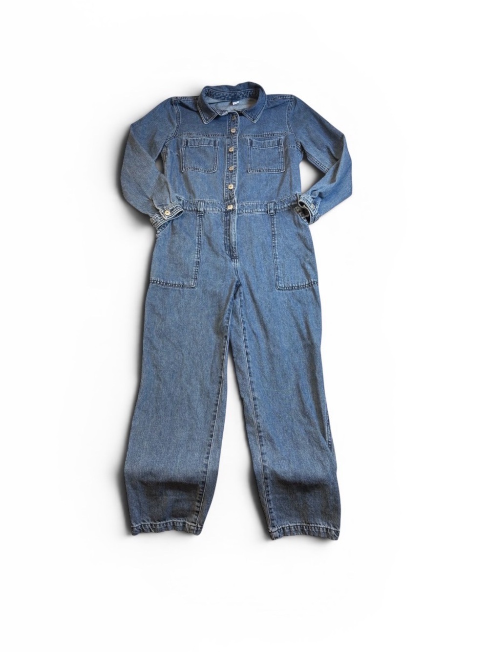 Old Navy Denim Utility Jean Jumpsuit Long Sleeve Medium Wash Size M EUC - Picture 3 of 12